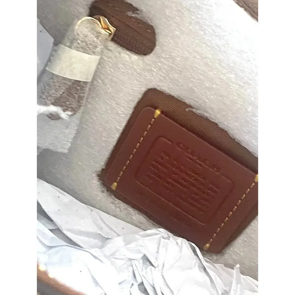 B6-007 NWT Coach Emily Cow Print Shoulder Bag CDX23 Brown Leather Crossbody